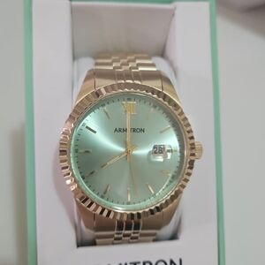 Armitron Rose Gold Watch with Mint Green Dial